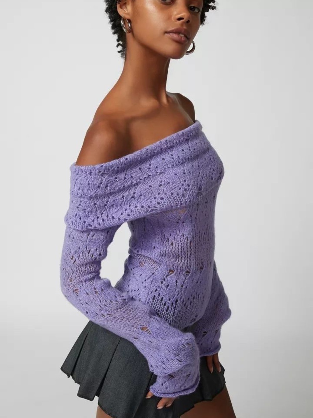 Urban Outfitters UO Lilac Knit Off the Shoulder Top Small NWT